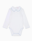 White & Blue Lirio Baby Bodysuit | La Coqueta