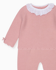 Dusty Pink Leonor Merino Baby Girl Knitted Set | La Coqueta