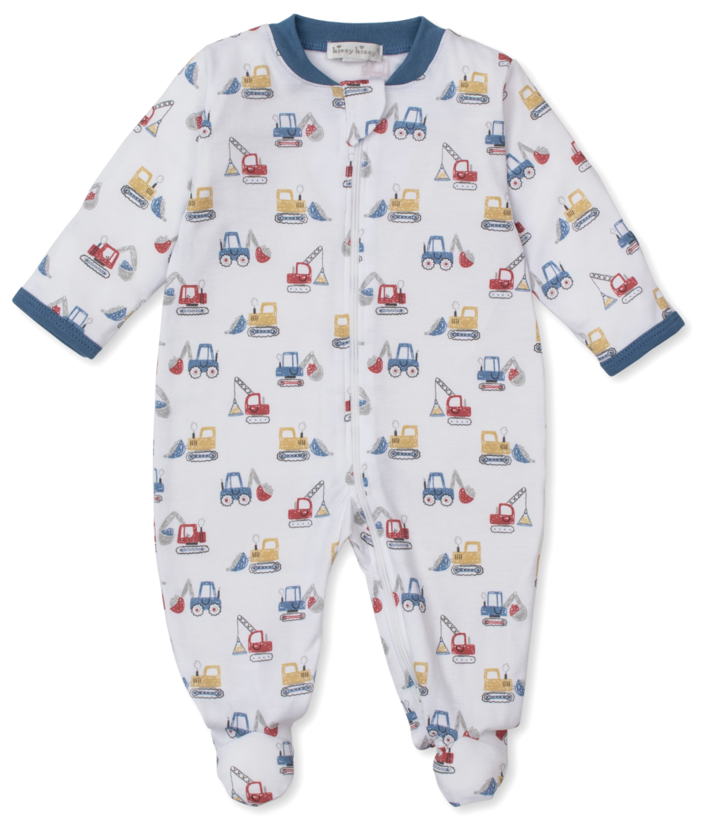 Kissy Kissy Colorful Construction Zip Footie