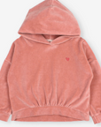 Cream Pink Velour Hoodie