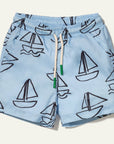Recycled Fishing Net Saiboat Swim Trunks w/ SPF 50