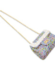 Classic Tweed Handbag with Pearls: Blue