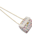 Classic Tweed Handbag with Pearls: Blue