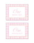 Cavalier Garden Gingham Pink Milestone Cards