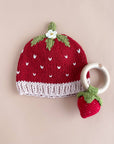 Teether Strawberry Red Cotton Crochet Rattle Baby Toy Summer