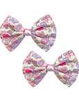 Liberty Print Set of 2 Bows- Betsy F Neon