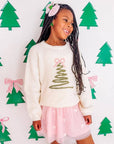 Coquette Christmas Tree Knit Sweater - Kids Clothing Holiday