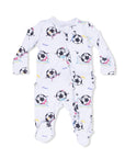 Soccer Balls Playing Soccer Pink - 2 Way Ruffle Back Zipper Footie