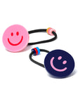 Happy Face Pink Navy Hair Ties back to school - BTS24