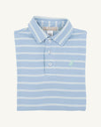 Saratoga Sky & Greenwich Green Stripe Prim & Proper Long Sleeve Polo