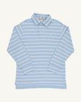 Saratoga Sky & Greenwich Green Stripe Prim & Proper Long Sleeve Polo