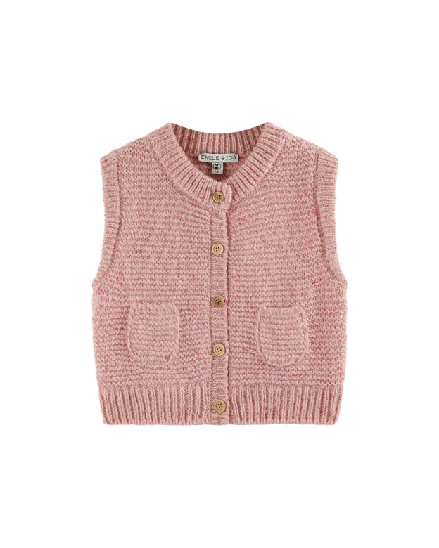 トップス Olde H&Daughter WOOL DS KNIT VEST VTG 80s Wool Button Up Sweater Vest Adult Large Brown