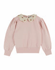 Peony Embroidered Collared Sweatshirt