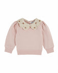 Peony Embroidered Collared Sweatshirt
