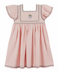 Macaron Pink Embroidered Canvas Dress