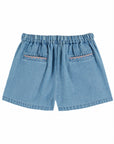 Denim Rose Embroidered Pocket Shorts