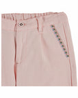 Girl's Macaron Pink Cherry Embroidered Pants