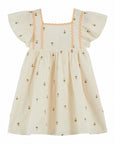 Cream Embroidered Tulip Dress