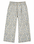 French Blue Floral Wide Leg Pants