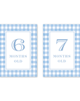 Cavalier Garden Gingham Blue Milestone Cards