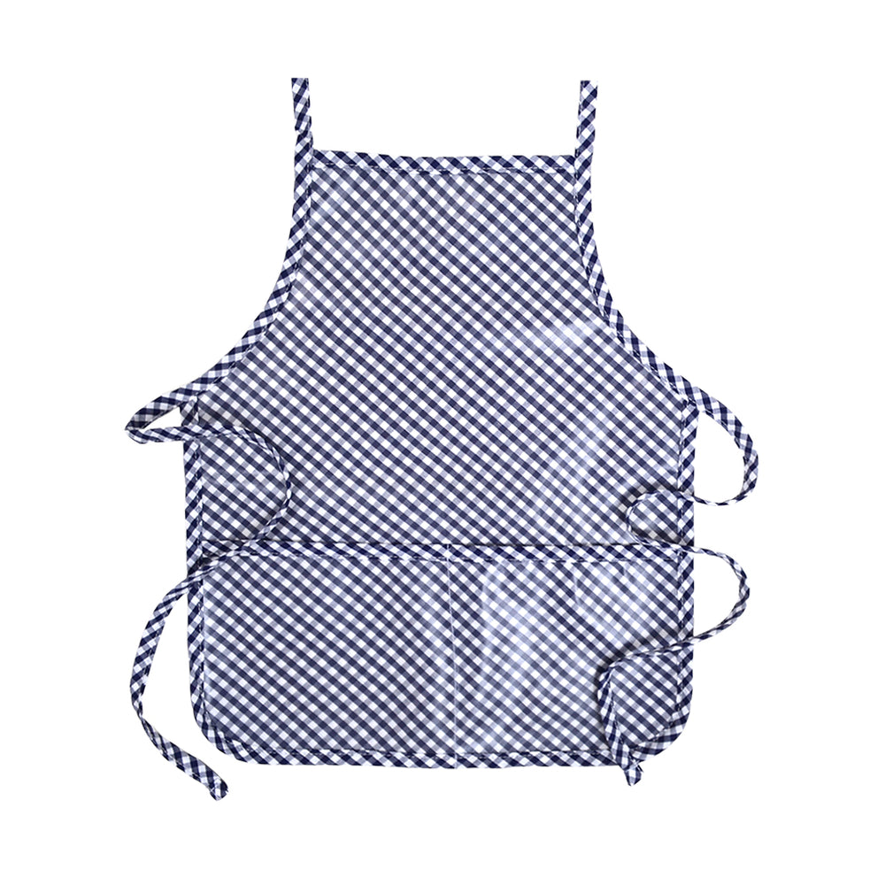 Blue Gingham Laminated Apron/ smock