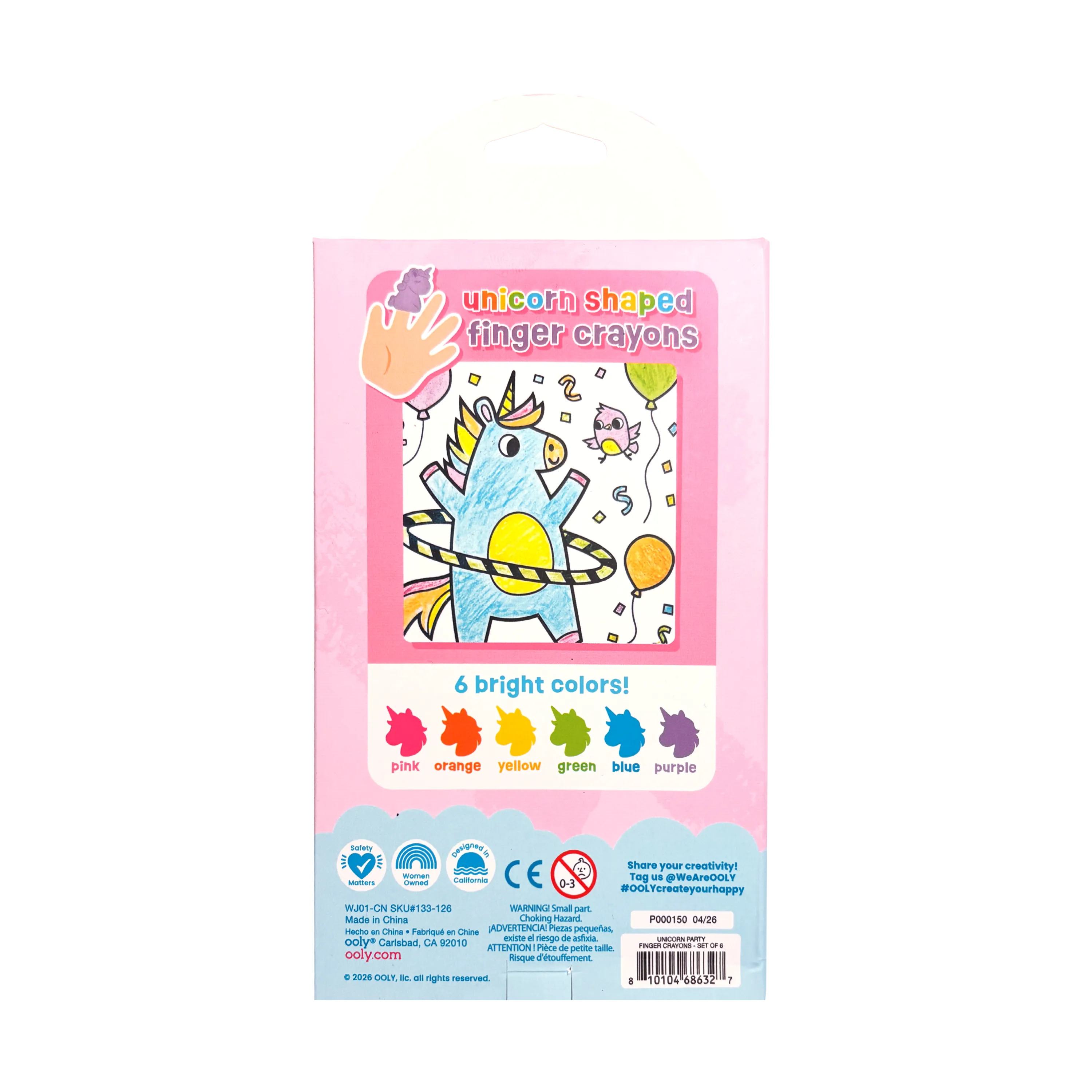 Unicorn Party Finger Crayons - Set of 6