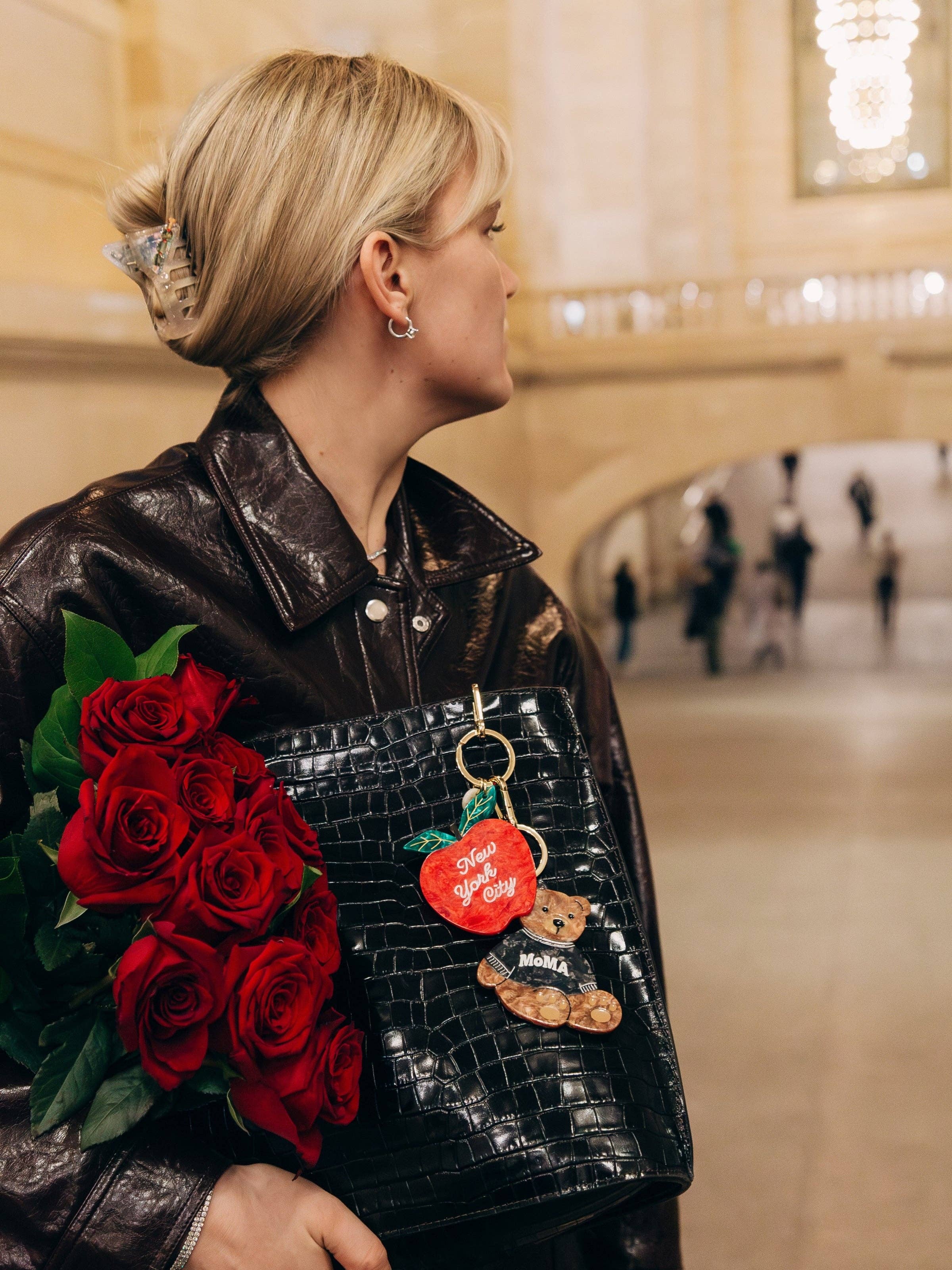 Hand-painted New York Apple Bag Charm + Keychain | Eco-Friendly