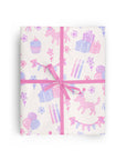 Pink Puppy Birthday Floral Wrapping Paper Roll 