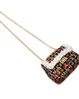 Classic Tweed Handbag with Pearls: Blue