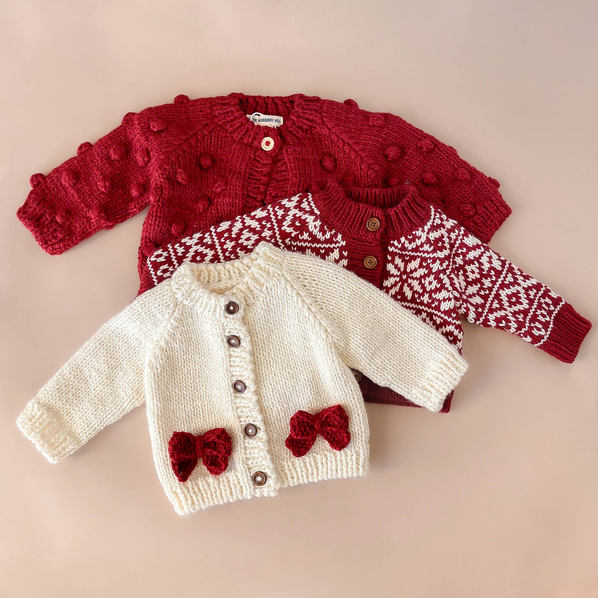 Popcorn Cardigan Red Baby Kids Sweater Holiday Valentine's