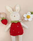 Teether Strawberry Red Cotton Crochet Rattle Baby Toy Summer