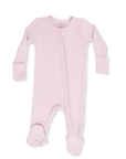 Veiled Pink Ribbed 2 Way Zipper Footie