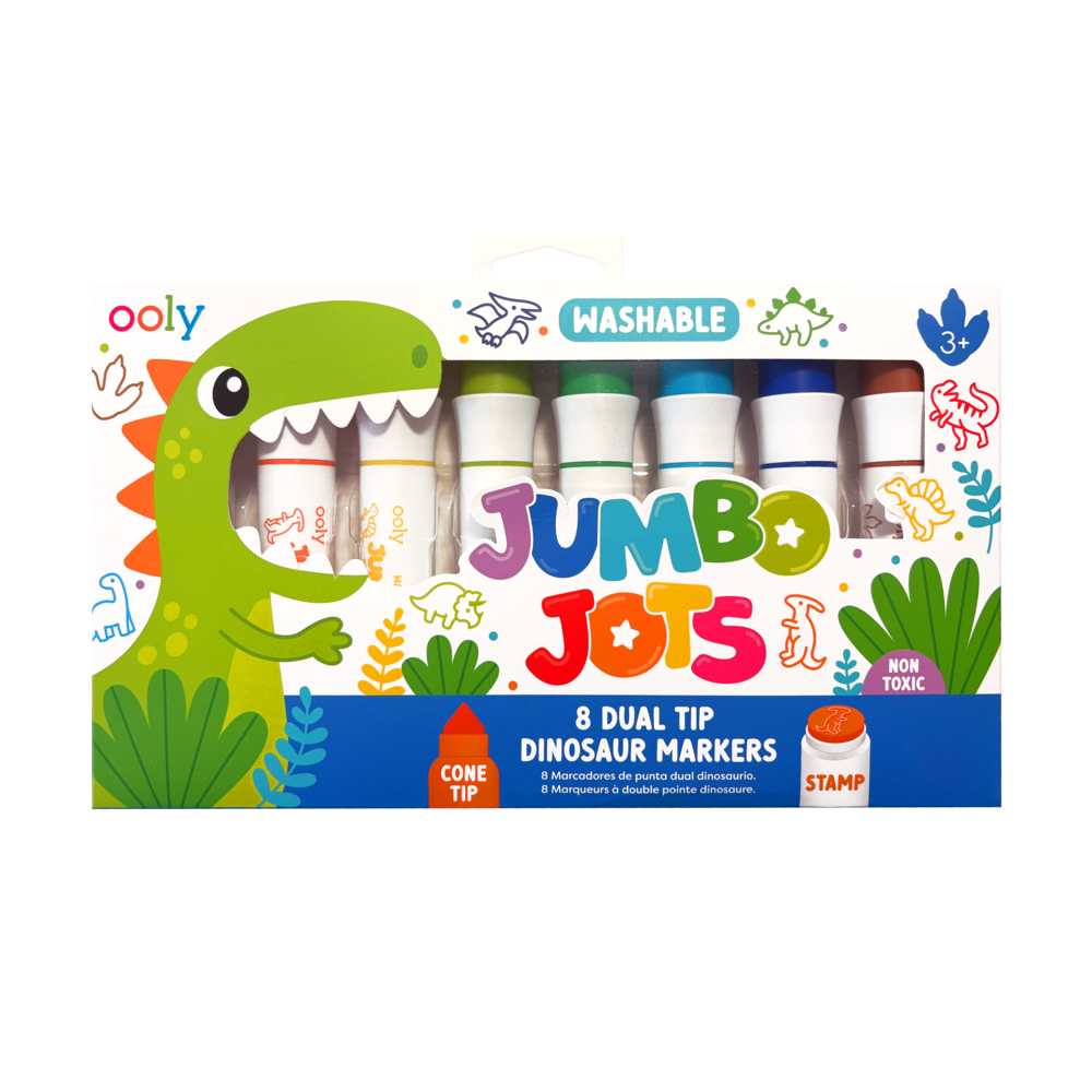 Jumbo Jots Dual Tip Dinosaur Stamp Markers - Set of 8
