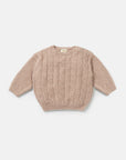 Pecan Fuzzy Cableknit Sweater