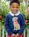 Navy Isaac Cotton Intarsia Sweater