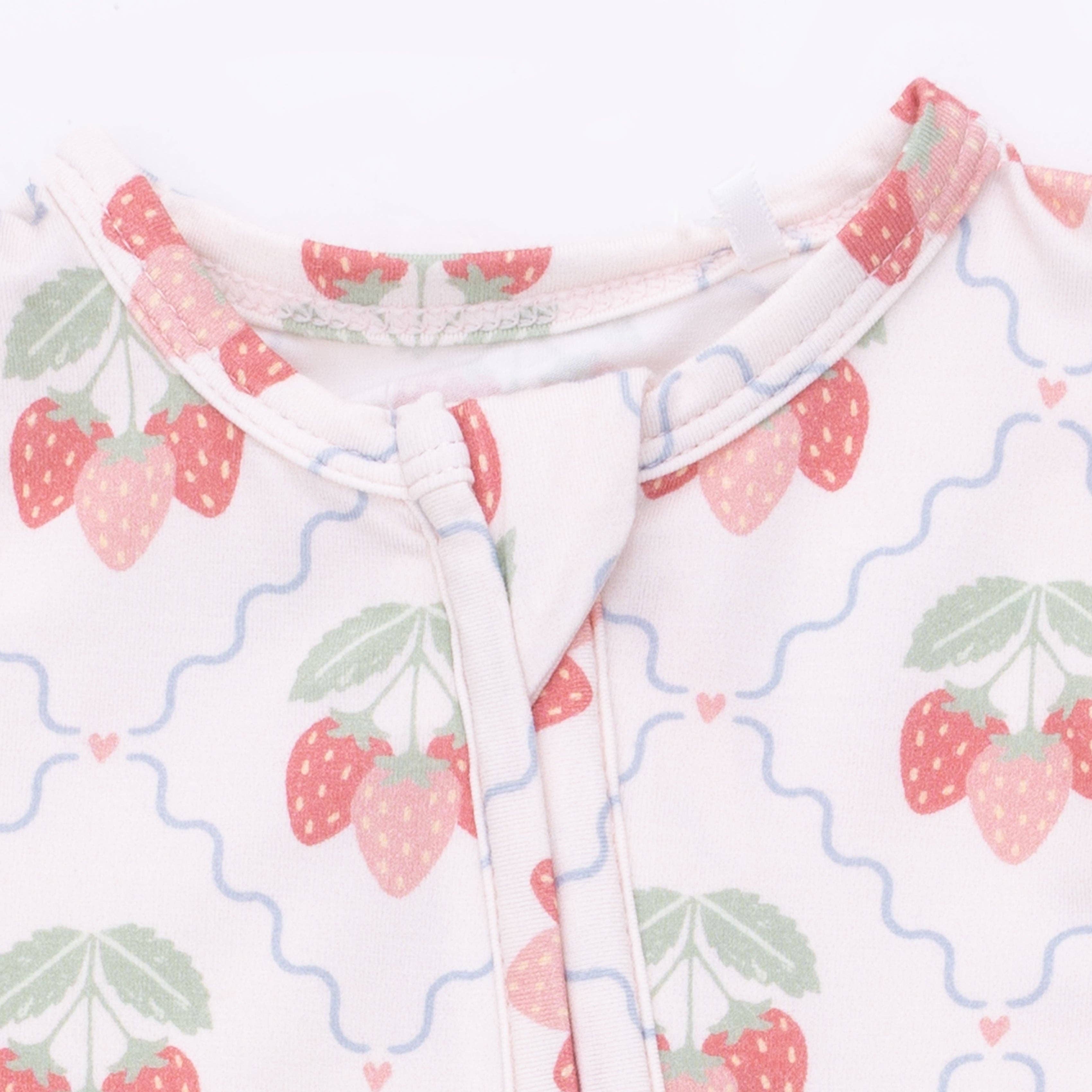 Sweet Strawberries - 2 Way Ruffle Back Zipper Footie