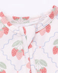 Sweet Strawberries - 2 Way Ruffle Back Zipper Footie