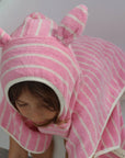 Kids Character Hooded Towel Cotton Candy Pink Stripe
