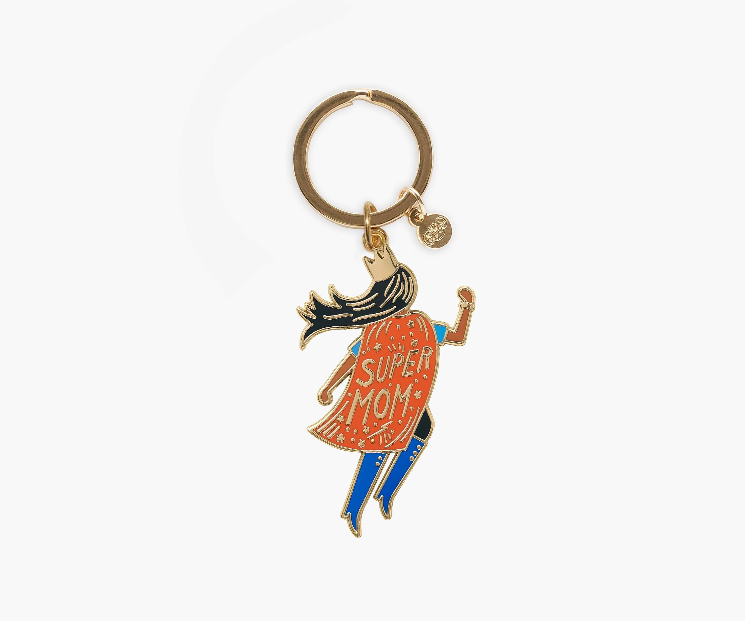 Soaring Super Mom Enamel Keychain