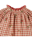 Terracotta Gingham Embroidered Blouse