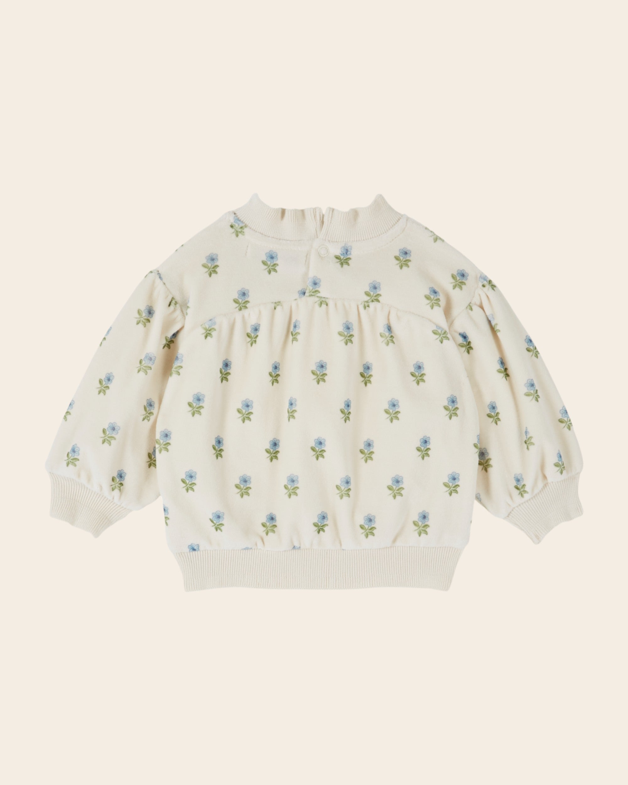 Ecru Floral Velour Sweatshirt