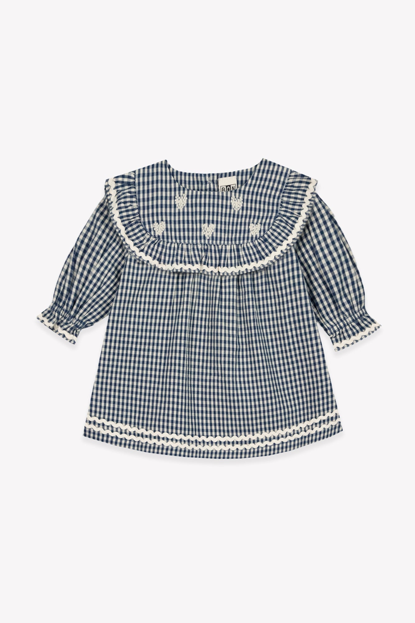 Navy Gingham Embroidered Maggie Dress