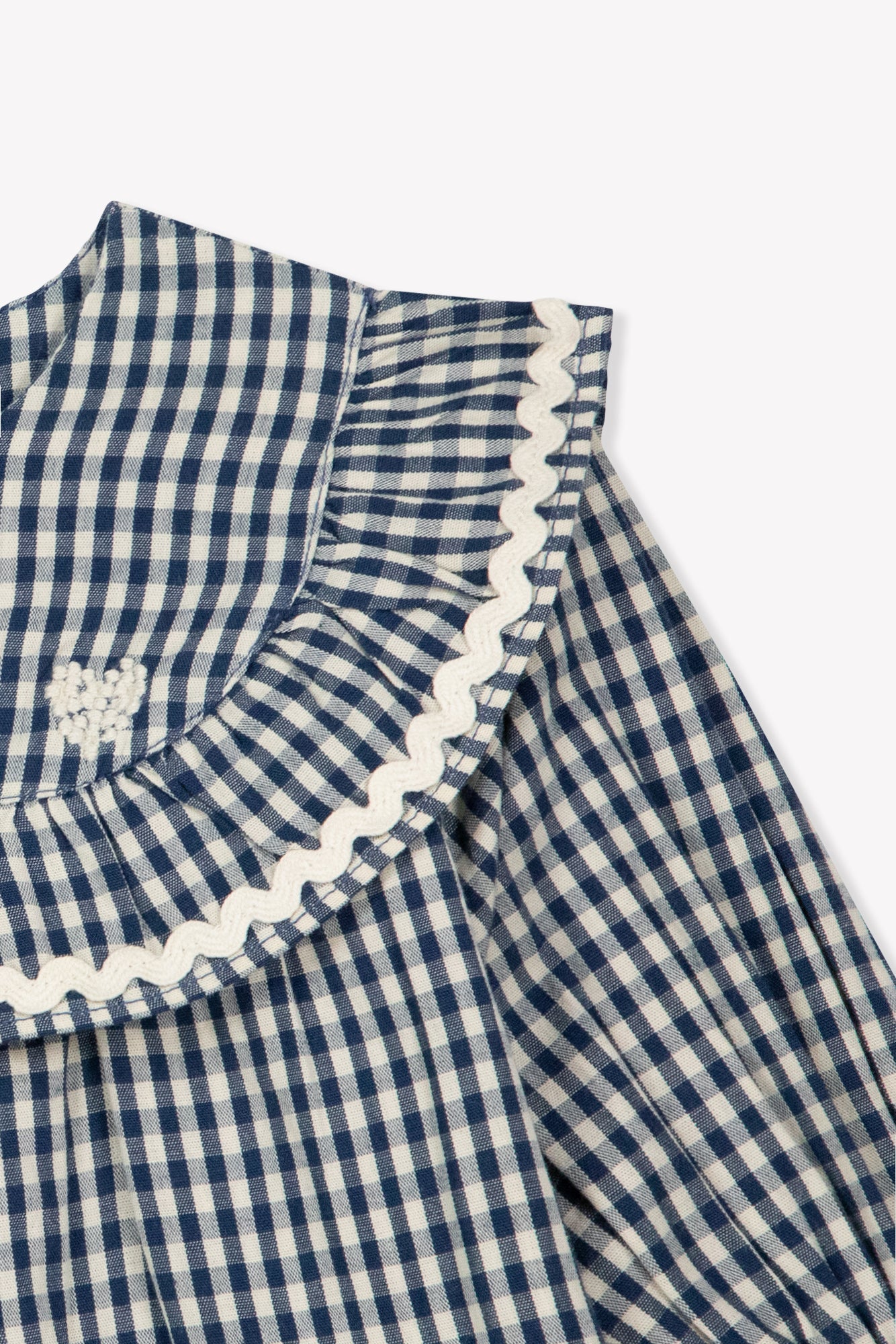 Navy Gingham Embroidered Maggie Dress