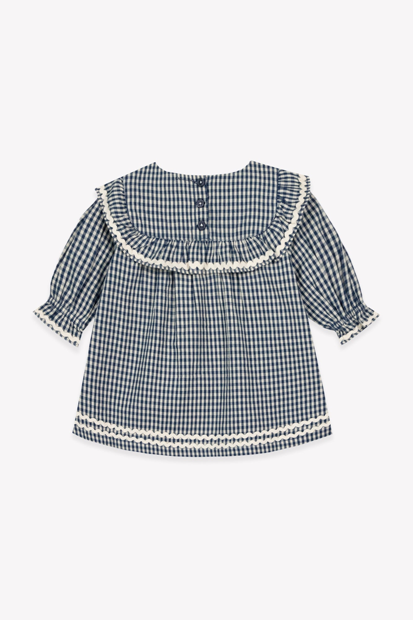 Navy Gingham Embroidered Maggie Dress