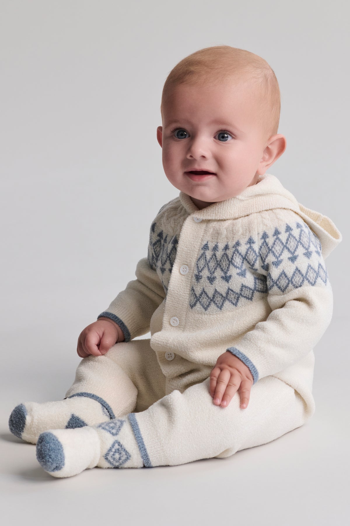 Barefoot Dreams Ivory Fair Isle Cozy Onesie