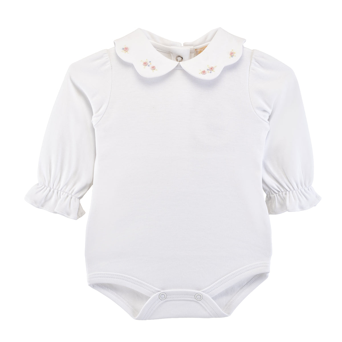 Rose Embroidered Scallop Collar Onesie
