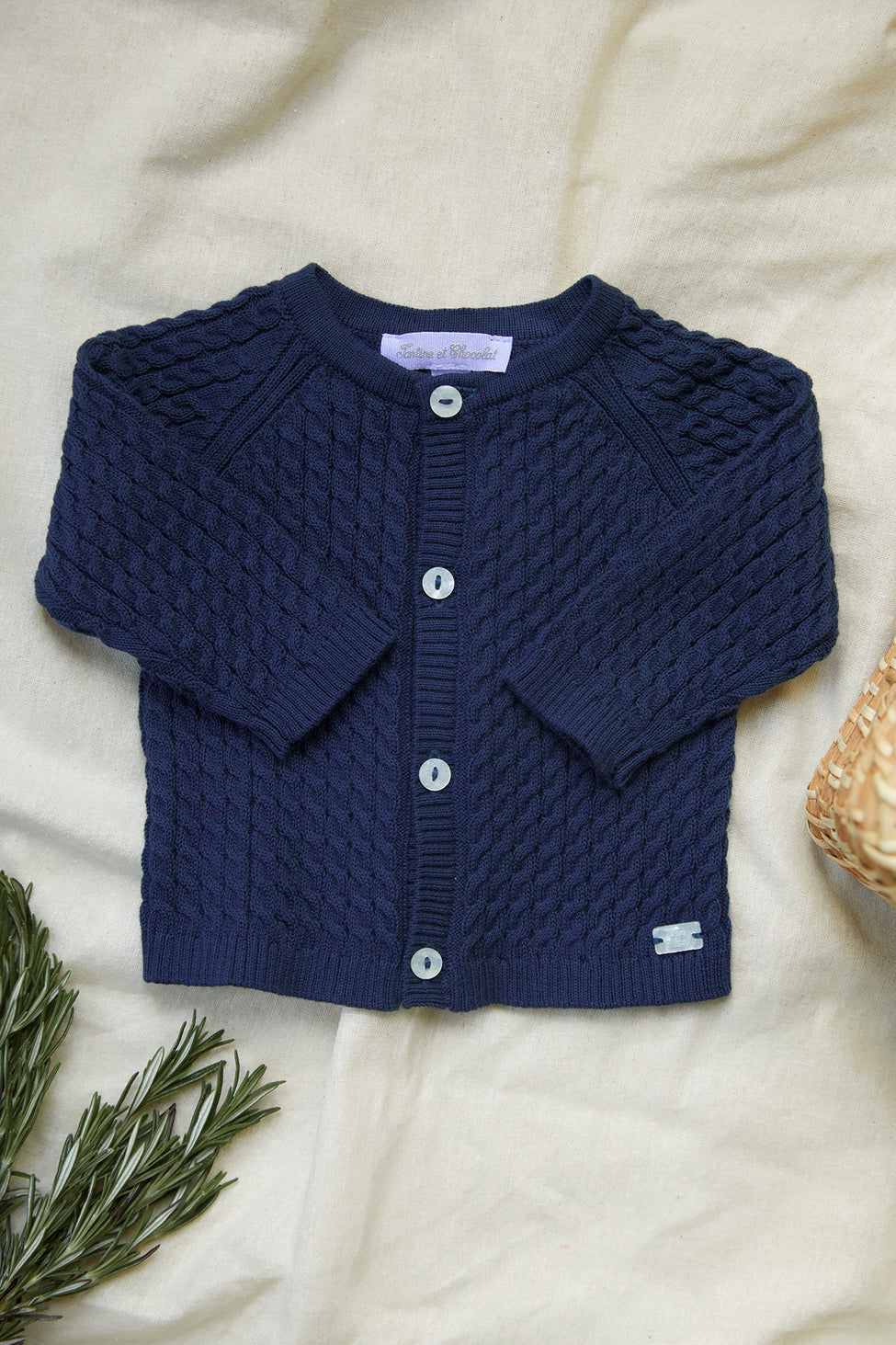 Tartine et Chocolat Navy Cableknit Cardigan