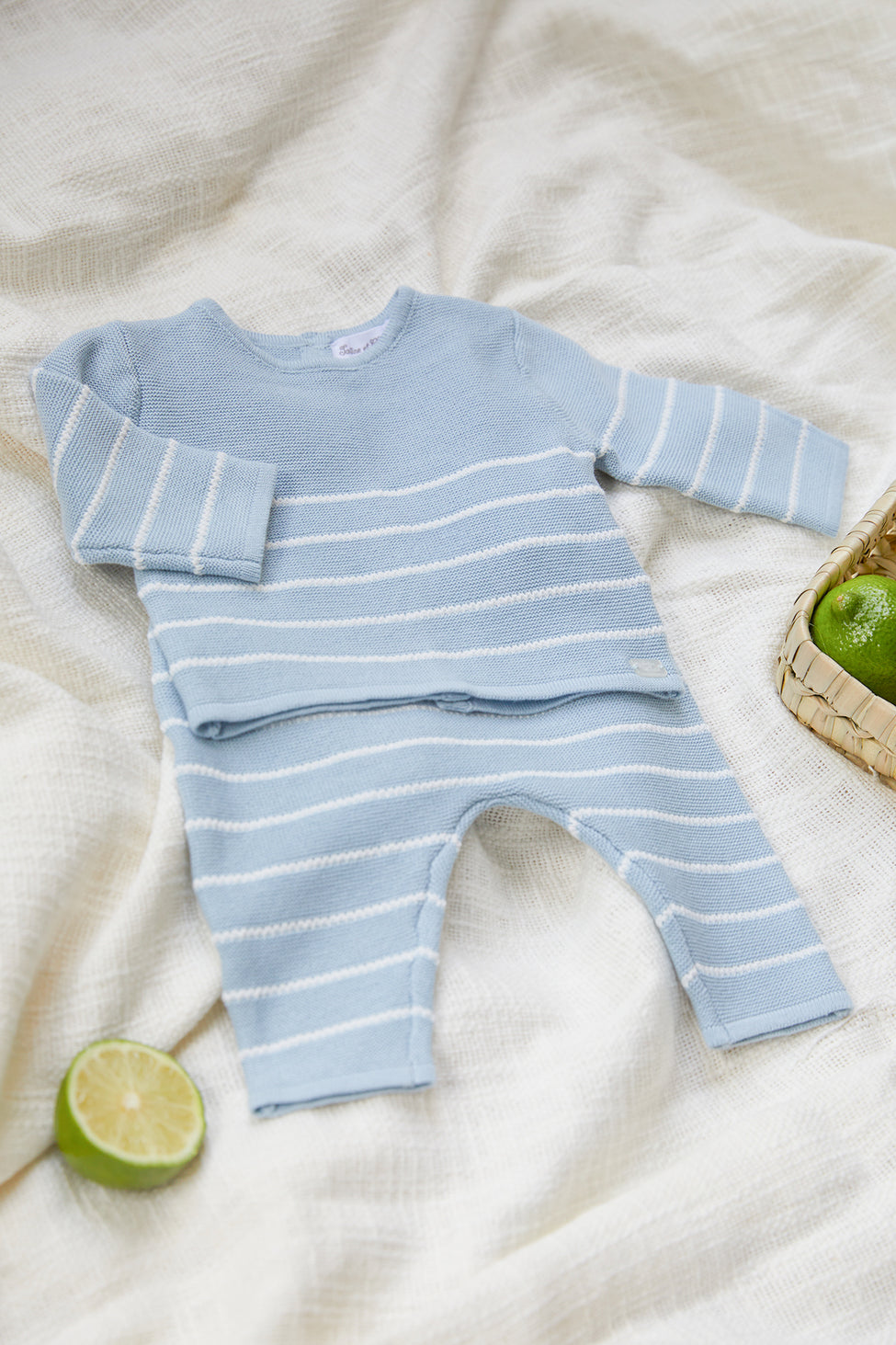 Blue Stripe Cotton Knit Set