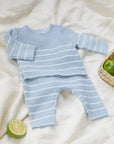 Blue Stripe Cotton Knit Set