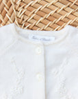 Ivory Floral Embroidered Wool/ Cashmere Cardigan